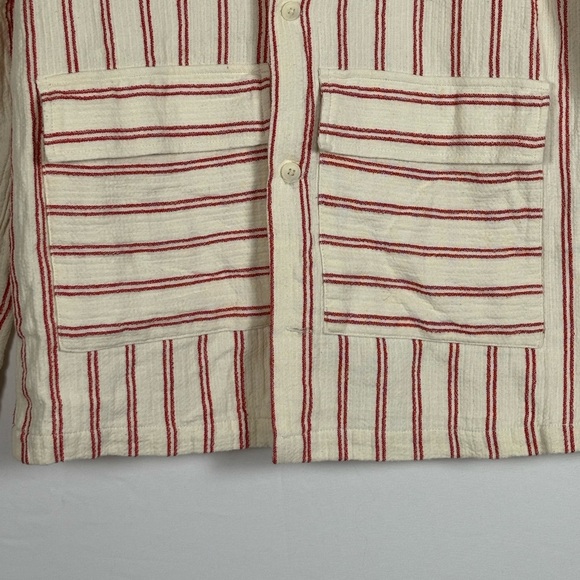 Zara Red Cream Striped Button Down Shirt- S - Picture 4 of 11